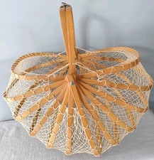 Panier Sac Bambou Vintage Japonais Pliable En Filet De Pêche Décoration TBE