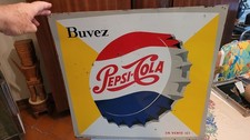 RARE ORIGINAL 50's French PEPSI COLA  S.A.S  A.G.O  AMIENS 49X49CM  19"X 19"