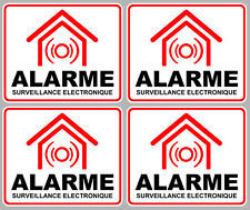 4 X ALARME SURVEILLANCE PROPRIETE SECURITE 8cmX6,5cm AUTOCOLLANT STICKER (AA133)