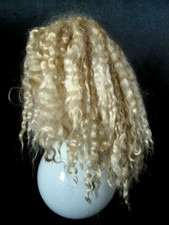 PERRUQUE POUPEE 27cm Blond ondulé crépu Mohair Jouet Toy Doll Puppe