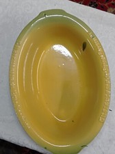 Grand plat ovale ancien Tallec Paris – faïence émaillée jaune/vert 