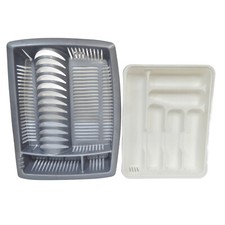 LOT EGOUTTOIR A VAISSELLE ET RANGE COUVERTS 6 COMPARTIMENTS