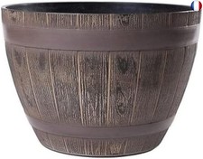 Jinfa 1 Pot de Fleur en Plastique extérieur Pots Imitation Bois | Couleur Chêne 