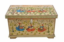 Indien kleine Truhe Box antike Bemalung Blumenbank. Luxury-Park