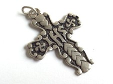 Croix Argent IHS Coeurs Jésus Sauveur de L'Humanité L'Homme Pendentif poinçons