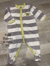 Petit Bateau 6 Mois Garçon Mixte : Babygros Pyjama Velours Mi Saison TBE