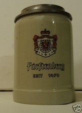 @ ANCIEN BOCK GRES AVEC COUVERCLE ETAIN PUBLICITAIRE BIERE ALLEMANDE FÜRFTENBERG