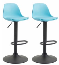 Lot de 2 Tabourets de Bar Kiel Similicuir Dossier Plastique Piètement en Métal