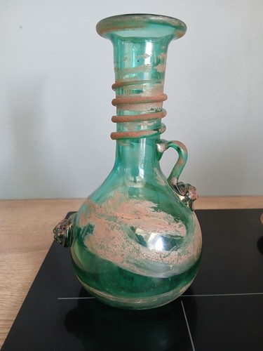 Vase verre vert irisé - verre,