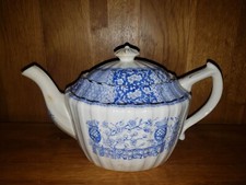 théière 19 eme ovale bleu modèle dentelle de lunéville / Wily