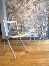 PAIRE 2 CHAISE PLIANTE CATTELAN BELLA-ITALIE-CUIR-DESIGN 80-90