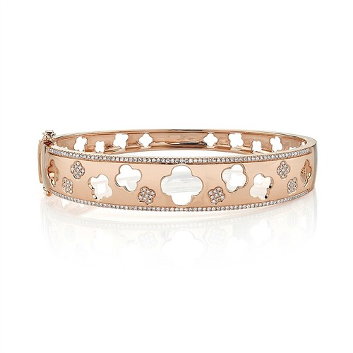 14k rose trèfle bracelet - or,
