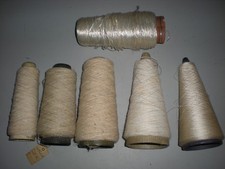 Lot de 6 anciennes bobines de fil blanc filature usine industrielle déco