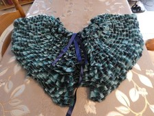 Cache épaules Echarpe Col Etole FAIT MAIN Femme VINTAGE LAINE Bleu