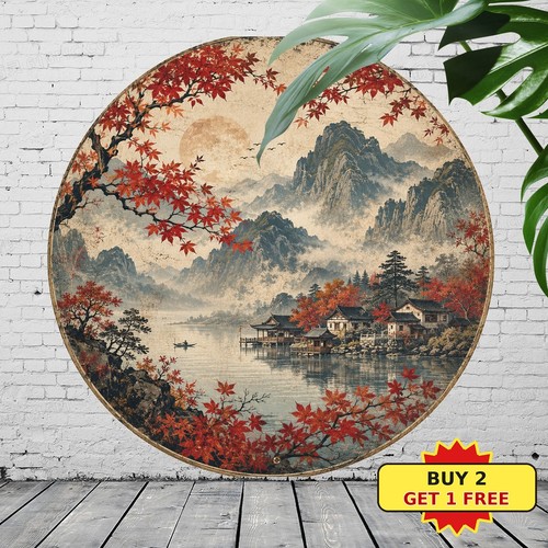 Asian mountain misty - asian, red