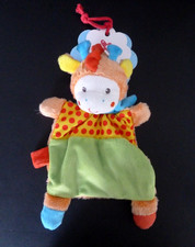 59. Doudou plat SIMBA NICOTOY GIRAFE vert jaune orange rouge bleu pois 100% Neuf