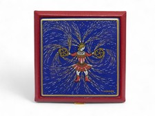 VINTAGE POUDRIER HERMES FEUX D'ARTIFICE 150ANS 1987 DUCHENE CUIR CHEVRE POWDER