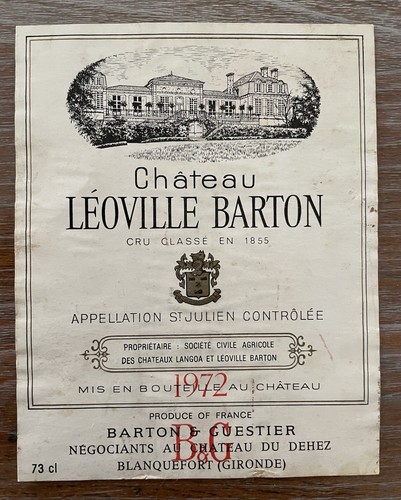 étiquette château léoville - Étiquette,