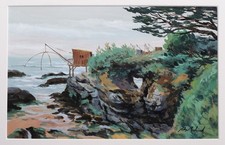 Gouache paysage Pornic -