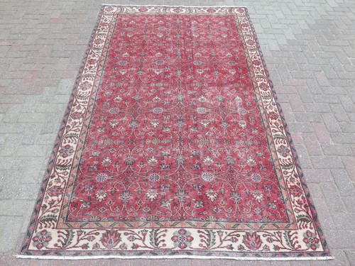 Tapis vintage laine rouge - laine,
