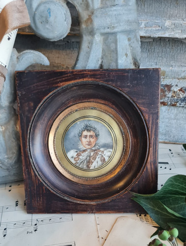 Ancien cadre rond bois - rond,