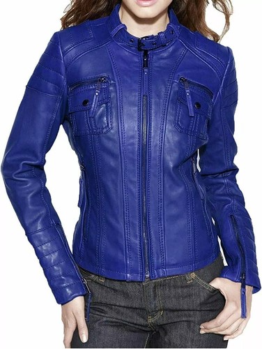 Veste cuir bleu - veste,