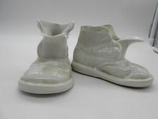 PAIRE DE CENDRIER FIGURINE CHAUSSURE BOTTINE BLANCHE EN PORCELAINE ALLEMANDE  