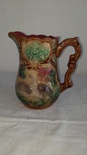 ancien pichet barbotine onnaing faienceries decors perdrix  410