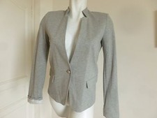 NEUVE VESTE MARQUE " CAMAIEU " MAILLE JERSEY DOUBLEE GRIS PERLE T 36/38 