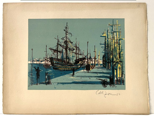 Jean carzou port - jean, 1954