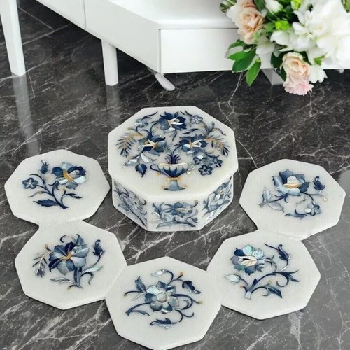 Handcrafted marble coaster set - handcrafted,