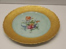 -BELLE ASSIETTE PORCELAINE LIMOGES THEODORE HAVILAND AILE OR signée B ROGER D