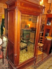 Armoire 1 porte a glace a 2 colonnes en chêne fin 19ème