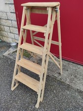 Ancien Escabeau de Peintre en Bois 4 marches + plateau hauteur 105cm Vintage