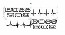 2 STICKERS  FORD MUSTANG BOSS 302   GAUCHE ET DROITE  30x160mm chacun