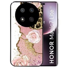 Coque noire pour Magic 7 LITE marbre fleur leopard