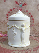 ANCIENNE BOITE à ONGUENT en BISCUIT PORCELAINE de VIENNE ART-NOUVEAU