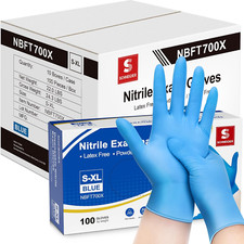 Nitrile Exam Gloves, Blue, 4