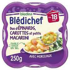 lot 3 Plat bébé dès 18 mois d'épinards carottes petits macaroni Blédichef 250 gr