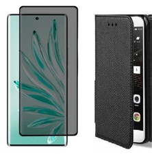 Coque Portefeuille + Verre Trempé Anti Espion pour Honor Magic 7 Lite 6 5 Lite
