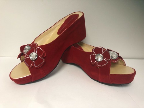 Pierre dumas red floral wedges - floral,