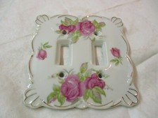 Vintage Lefton hand painted porcelain double Switch Plate Cover #200 red Roses