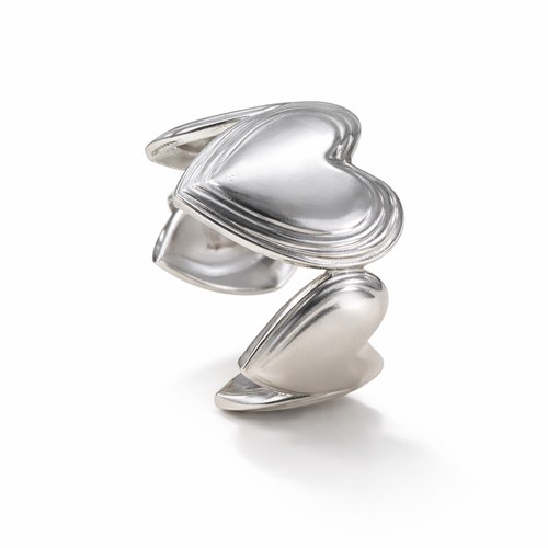 Bague double cœurs - cœurs, lisse