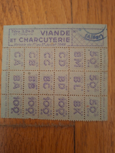 Rationnement feuille de - -,