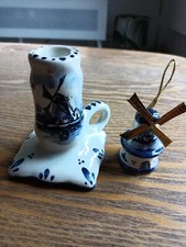 DELFT BLEU PORCELAINE / FAIENCE - LOT X2 - OBJET VITRINE DECORATION