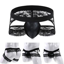 Boxer taille basse dentelle slip gay sous vêtement pour homme lingerie sexy cul