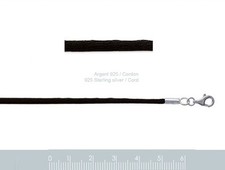 Dolly-Bijoux Chaine Cordon Coton 2mm avec Fermoir en Argent Massif 925