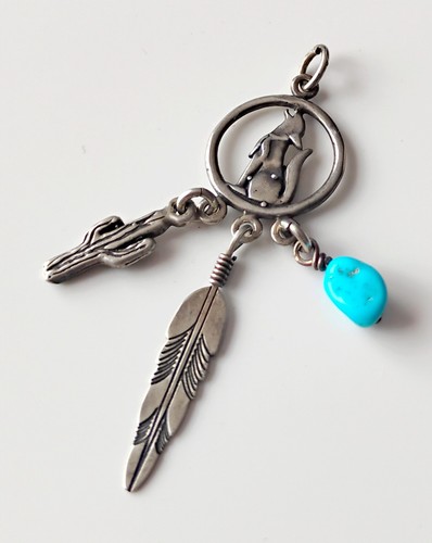 Pendentif vintage turquoise - vintage,