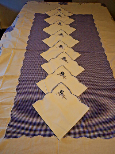 Vintage nappe 8 serviettes - vintage,