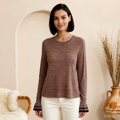 Preppy pull marron - marron, fine